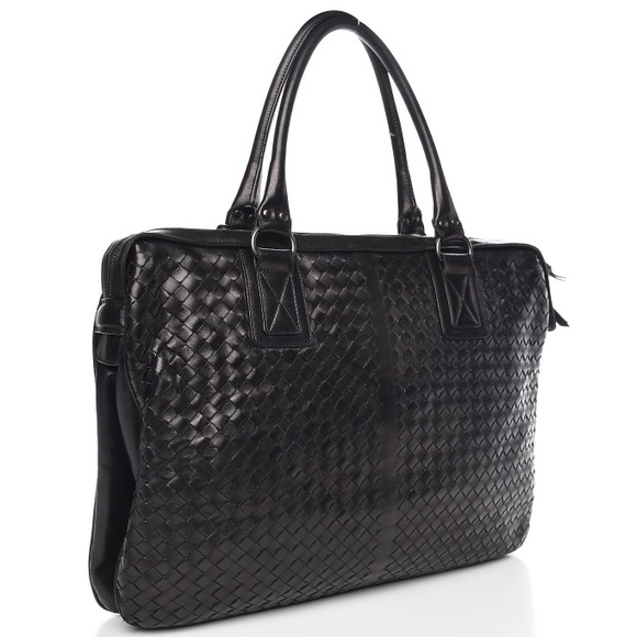 Bottega Veneta Nero Intrecciato Briefcase Satchel/ Handbag/ Shoulder Tote - Picture 6 of 8